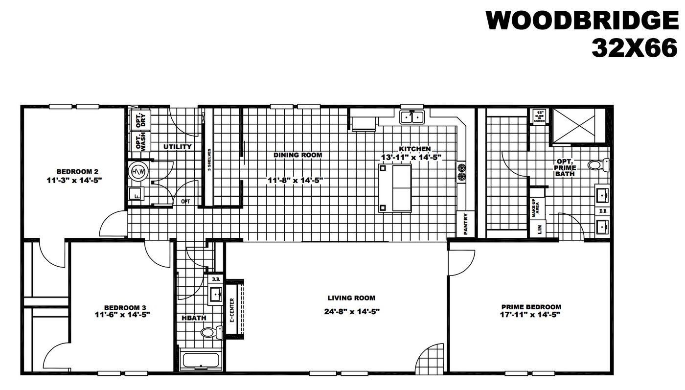 Clayton 27ELN32663AH — 3 bed, 2 bath, 1,200 sq ft new manufactured home